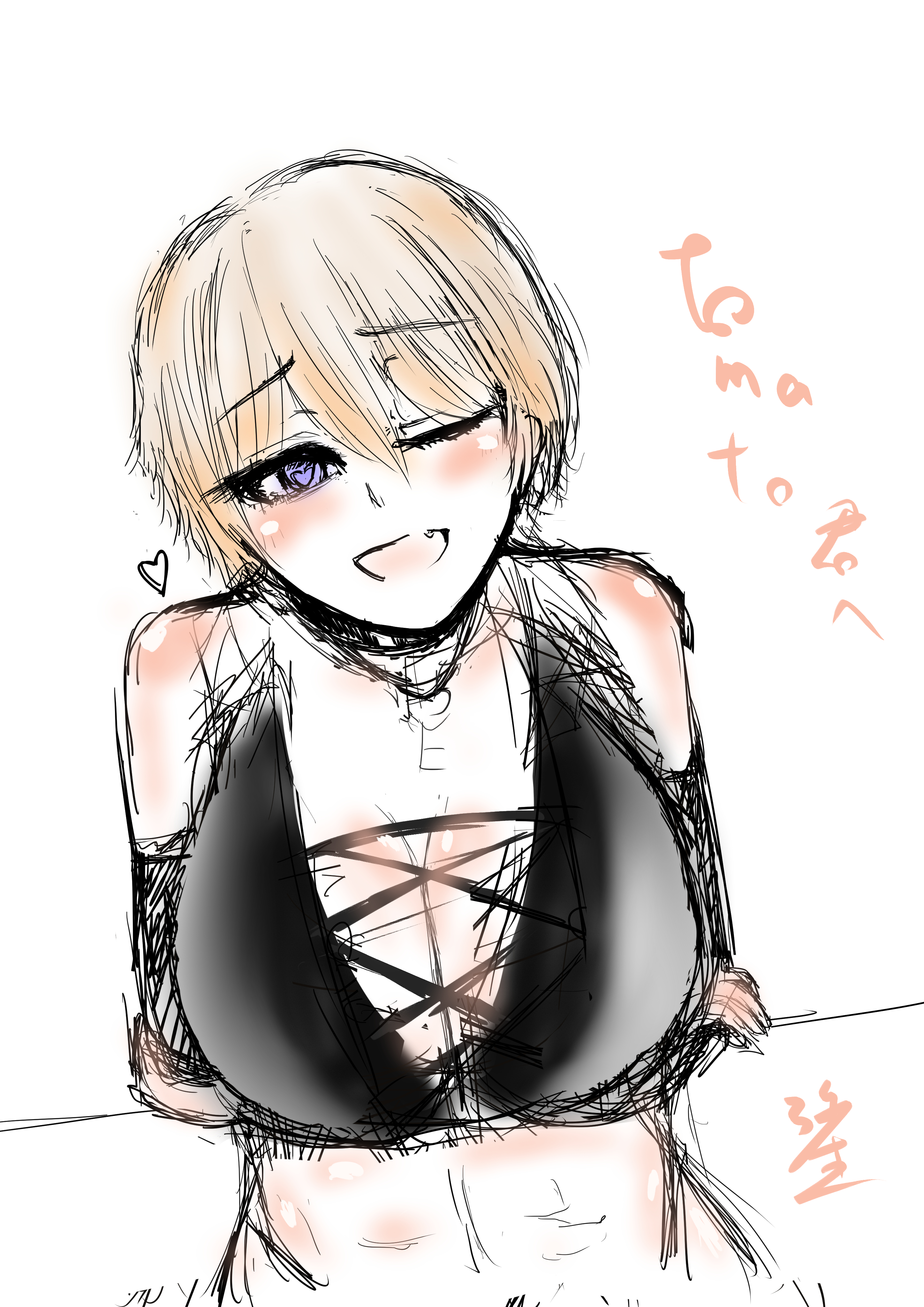 弥生氏(@Yayoi_VR)に描いていただいたイメリスちゃん. この大きい胸を挟みつつウィンクするという少年性癖ブレイク間違いなしな構図で非常に良い!
