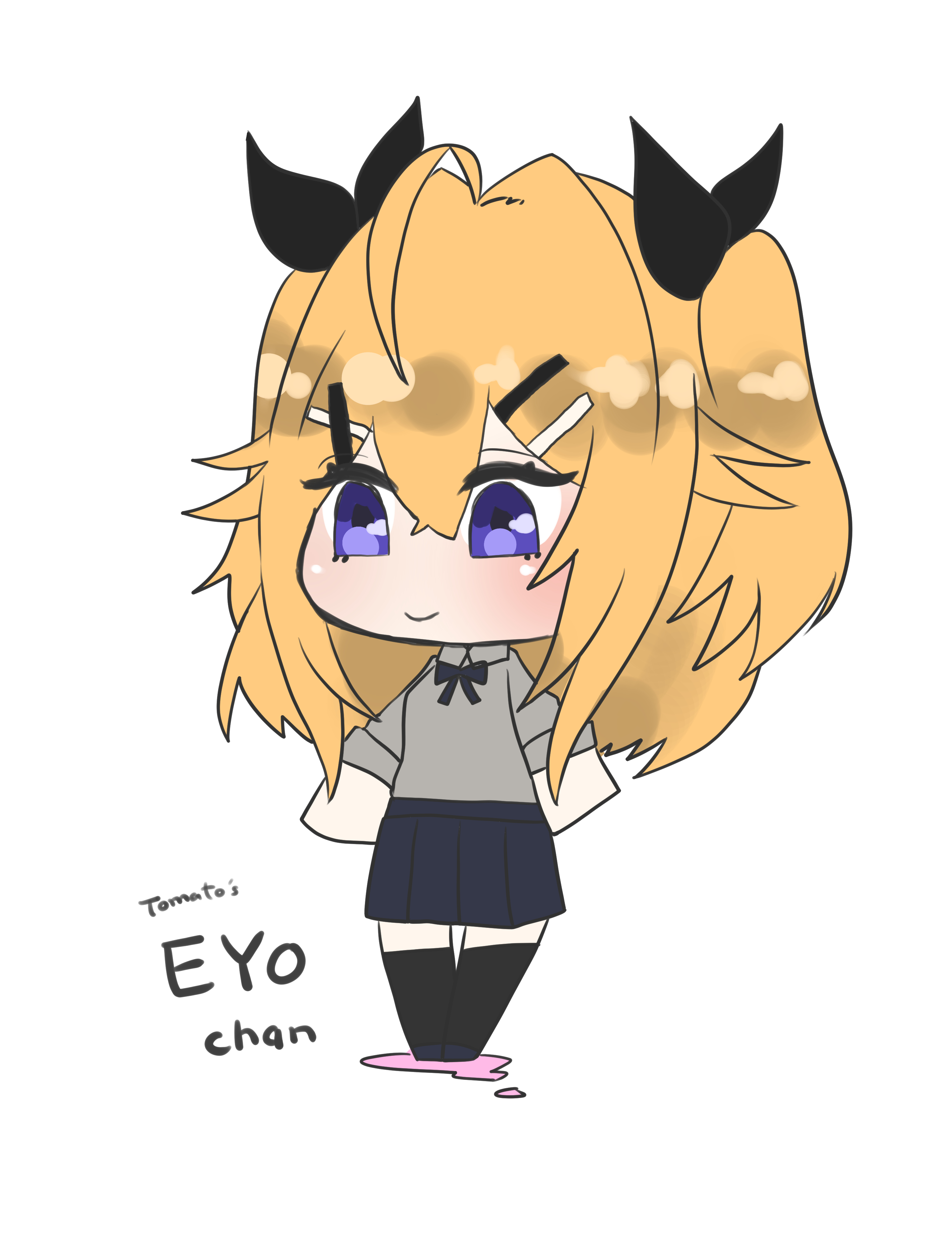 あめの氏(@on_AAA_no)に描いていただいたイヨちゃん. まるっとした可愛さに"謎のピンクの液が垂れてそう"という私の特徴(?)も描かれていて非常に良い!